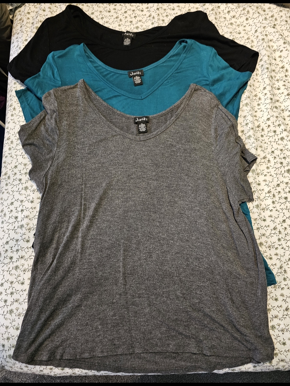 Justify Women's Short Sleeve Tees - Gray, Teal, Black (3-Pack)